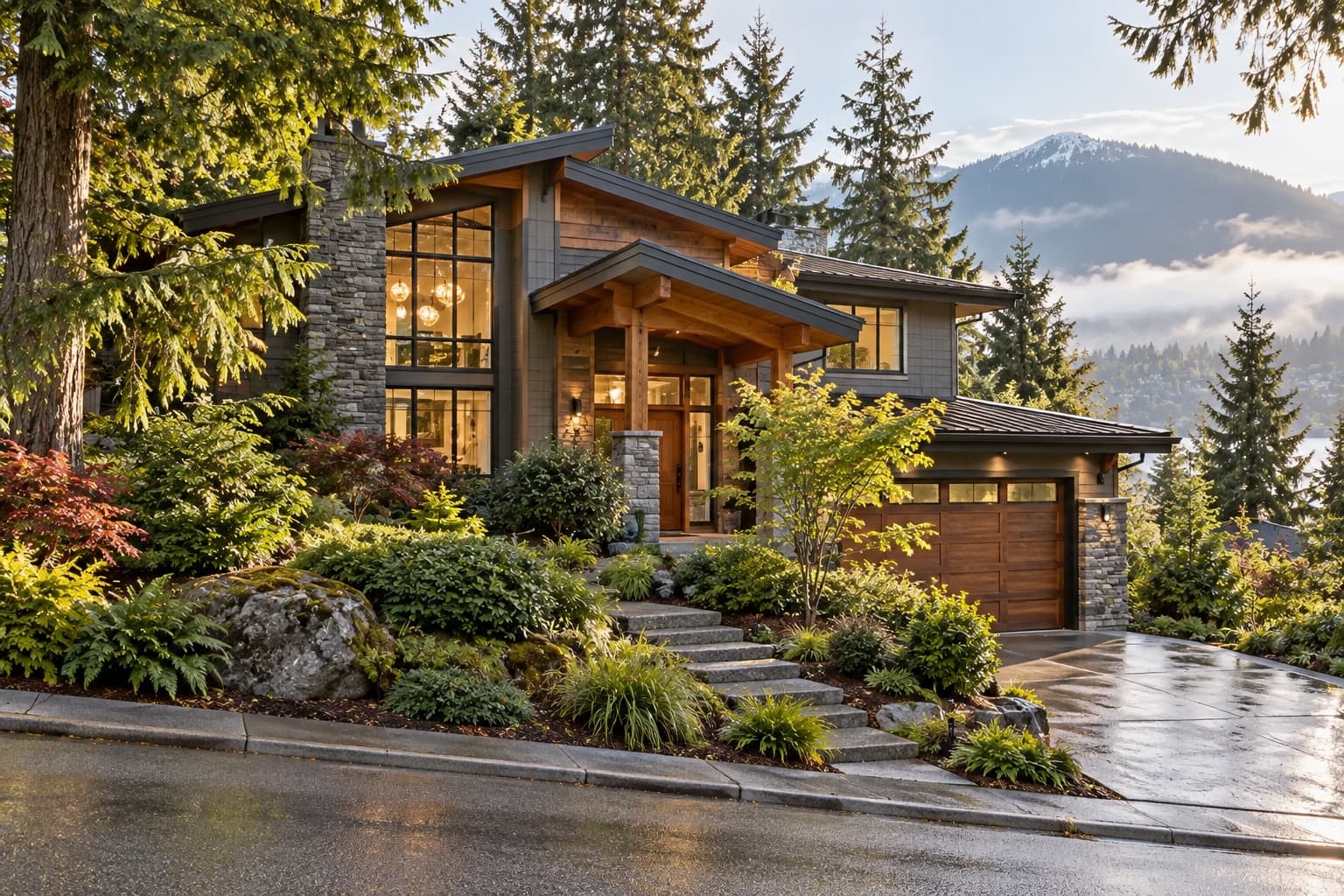 A cared-for North Shore home surrounded by mature evergreens